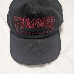 Thrasher Black Cap with Red Embroidered Logo